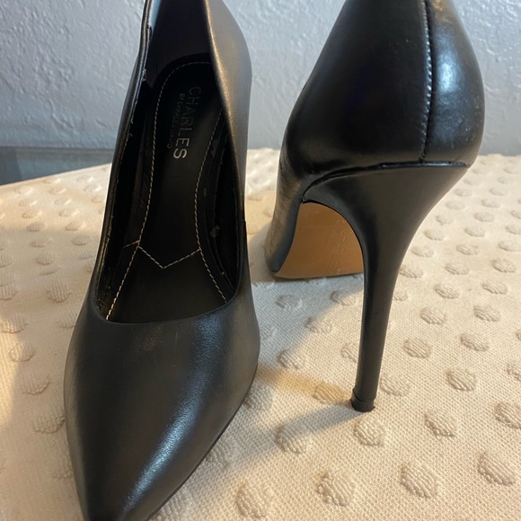 CHARLES by Charles David Black Leather Stiletto Heels - Picture 9 of 16